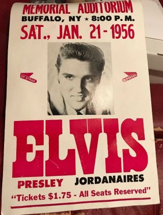 Vintage Elvis Presley Concert Poster Jan 1956 Buffalo Ny 22”x14” Orig? Read P1