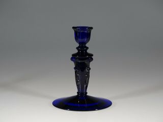 Rare Vintage Heisey Glass Stiegel Blue Empress 135 Candlestick C.  1930
