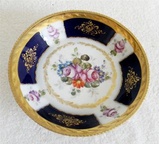 Sevres style porcelain cobalt blue and floral decorated bowl 3