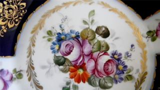 Sevres style porcelain cobalt blue and floral decorated bowl 4