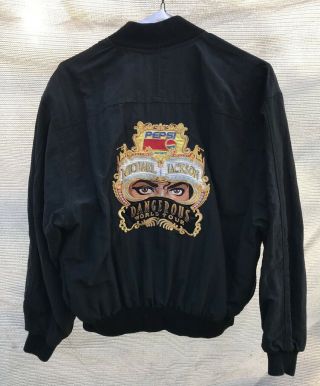 Vintage Michael Jackson Tour Crew Jacket Dangerous Tour Black Nylon 4