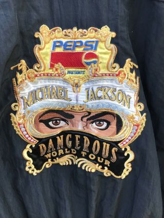 Vintage Michael Jackson Tour Crew Jacket Dangerous Tour Black Nylon 5