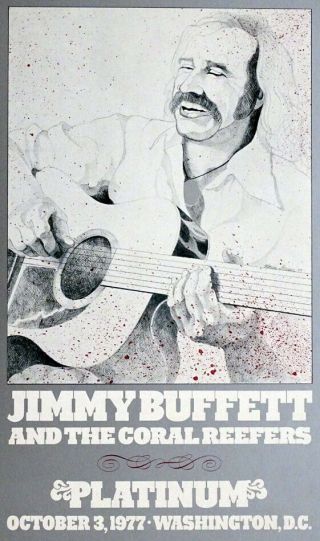 1977 Riaa Vintage Jimmy Buffett Platinum Latitudes Concert Poster Washington Dc