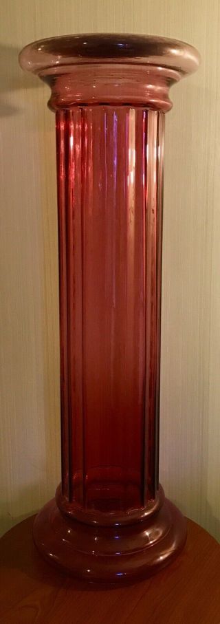 Vintage Pilgrim Art Glass Pillar Column Cranberry 36 Inches