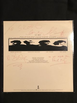 U2 " Boy” Signed 3/22/81 Portland,  Oregon X3 “da Edge” Adam Larry Mcguinness