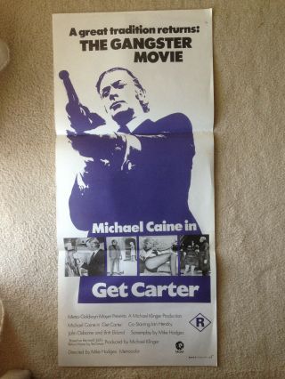 Orig Australian Daybill Get Carter Michael Caine No Censor Stamp