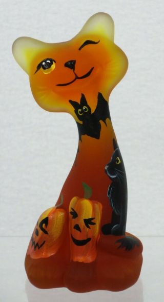 Fenton Glass Orange Slice Happy Kitty Cat Pumpkins Cat Bat Cc Hardman Le 15
