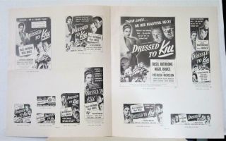 1946 DRESSED TO KILL Orig.  Pressbook w/ Ad Section SHERLOCK HOLMES Basil Rathbone 4