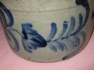 Antique 19th C Stoneware Flower Decorated Pennsylvania Small Cake Crock Remmey 7
