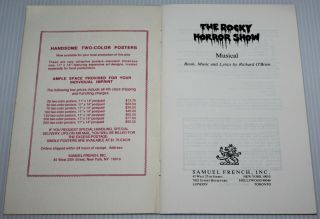 THE ROCKY HORROR SHOW - 1974 BELASCO THEATRE PRODUCTION SCRIPT - 1983 RELEASE 2