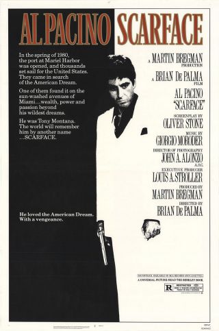 Scarface 1983 27x41 Orig Movie Poster Fff - 12055 Rolled Near,  Very Fine