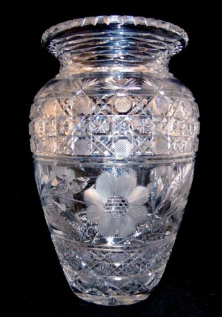 Large Abp American Brilliant Cut Glass Crystal Vase 12 " Pairpoint