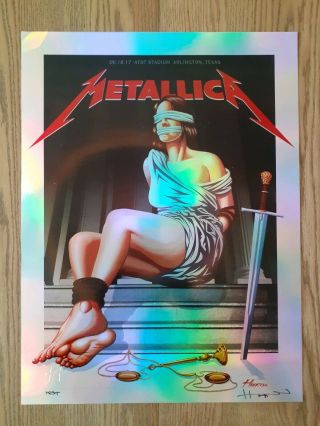 Metallica Poster Arlington Foil Variant Signed & Embossed Justin Hampton Test