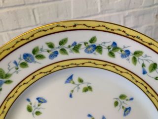 Vtg Limoges Raynaud “Morning Glory” Porcelain 8 Dinner Plates with Floral Dec. 8