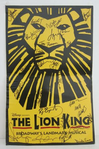 The Lion King Disney Broadway Musical Cast Signed Autographed Poster 14x22