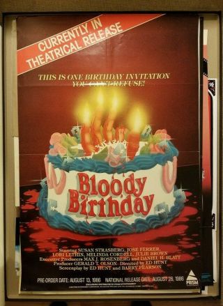 Vintage Bloody Birthday Movie Poster Prism Entertainment