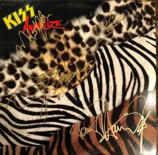 Kiss Animalize Lp Originally Autographed By Simmons Stanley St John Carr