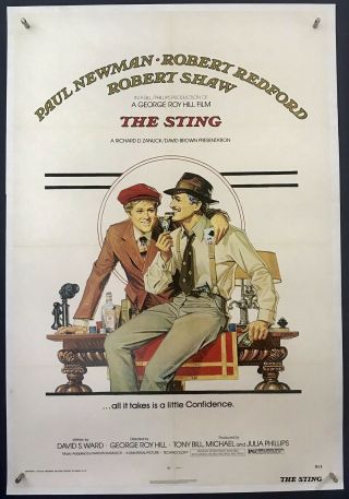 Sting Paperbacked Movie Poster (fine) One Sheet 1974 Paul Newman Robert Shaw 20r