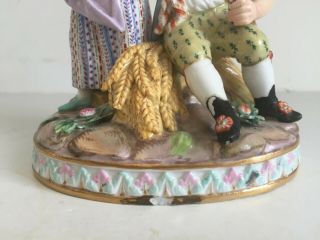 Antique Meissen Porcelain Figurine GIRL WITH MANDOLIN SEATED BOY Kaendler 10