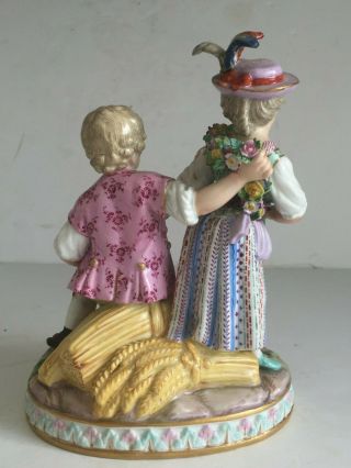 Antique Meissen Porcelain Figurine GIRL WITH MANDOLIN SEATED BOY Kaendler 3