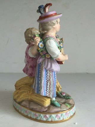 Antique Meissen Porcelain Figurine GIRL WITH MANDOLIN SEATED BOY Kaendler 8