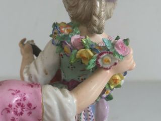 Antique Meissen Porcelain Figurine GIRL WITH MANDOLIN SEATED BOY Kaendler 9