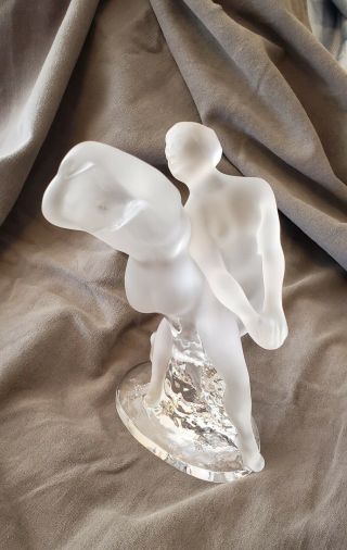 Lalique France Crystal Deux Danseuses Two Nude Women Dancers Figurine 2