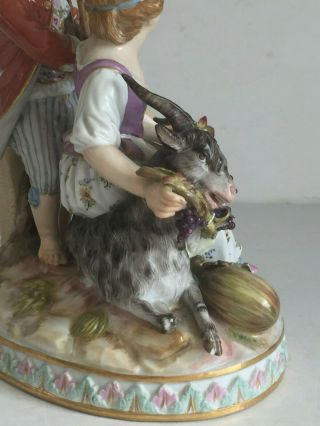Antique Meissen Porcelain Figurine GIRL ON GOAT BOY PLAYING MUSIC Kaendler 10