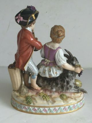 Antique Meissen Porcelain Figurine GIRL ON GOAT BOY PLAYING MUSIC Kaendler 3
