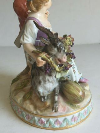 Antique Meissen Porcelain Figurine GIRL ON GOAT BOY PLAYING MUSIC Kaendler 4