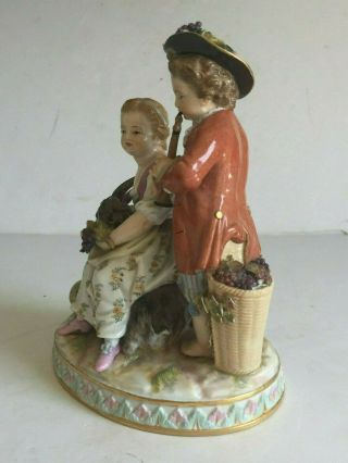 Antique Meissen Porcelain Figurine GIRL ON GOAT BOY PLAYING MUSIC Kaendler 5