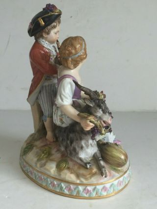 Antique Meissen Porcelain Figurine GIRL ON GOAT BOY PLAYING MUSIC Kaendler 8