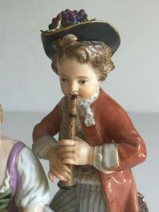 Antique Meissen Porcelain Figurine GIRL ON GOAT BOY PLAYING MUSIC Kaendler 9