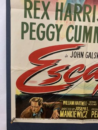 ESCAPE Movie Poster (Fine) One Sheet 1948 Folded Peggy Cummings 4461 5