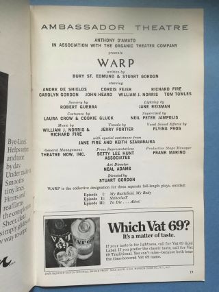 WARP ONE Playbill (February 1973) Andre De Shields,  John Heard 2