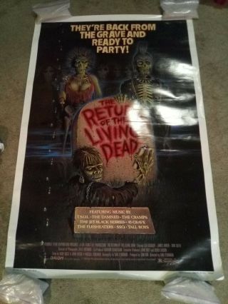 Return Of The Living Dead Rare Vtg 1984 Rolled One Sheet Movie Poster
