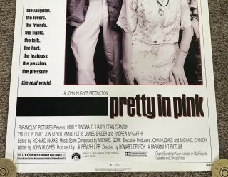 1986 PRETTY IN PINK Movie Poster,  Rolled,  27x41 2