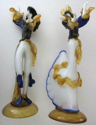 17 " Artist Signed Murano Italian Blue White Man Lady Figure Art Glass Sculpture