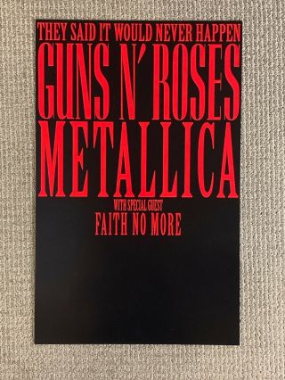 Extremely Rare Guns N Roses,  Metallica,  Faith No More Promo Poster