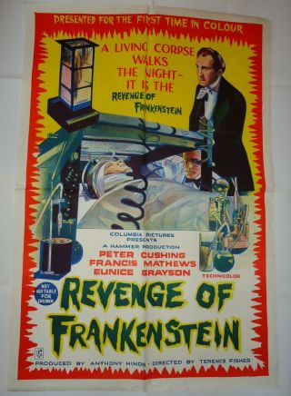 Hammer/peter Cushing/revenge Of Frankenstein/e2d/ Australian 1 Sheet Poster