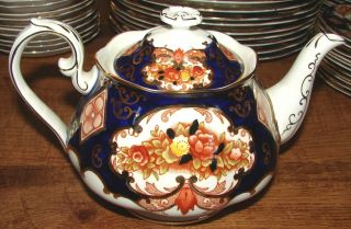 Royal Albert Heirloom Small Teapot W/ Lid Cobalt Blue Imari 4 "