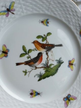 6 Rare Old Stock Herend Rothschild birds dessert plates 517 / RO Perfect 6