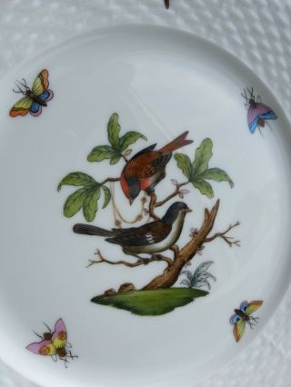 6 Rare Old Stock Herend Rothschild birds dessert plates 517 / RO Perfect 7