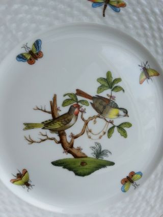 6 Rare Old Stock Herend Rothschild birds dessert plates 517 / RO Perfect 8