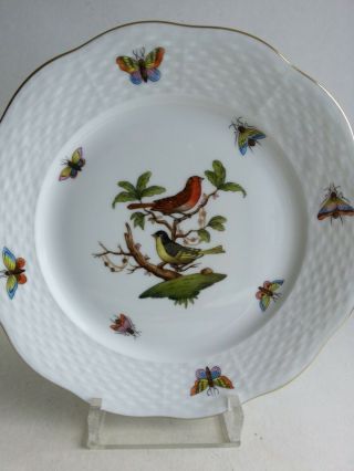 6 Rare Old Stock Herend Rothschild birds dessert plates 517 / RO Perfect 9