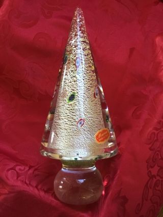 Flawless Stunning Murano Italy Bullicante Glass Snow Millefiori Christmas Tree