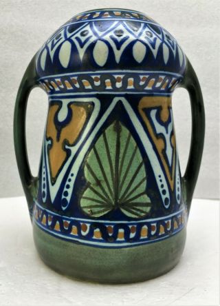 Vintage Gouda Pottery Arts Deco Vase - Vibrant Colors - Liberty & Company 065