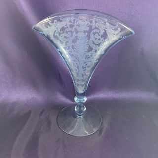Fostoria Versailles Blue Fan Vase 8 1/2 " H