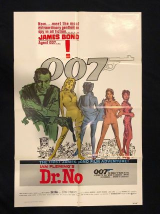 Dr.  No 007 27 " X 41 " Ss/folded Movie Poster - R - 1980