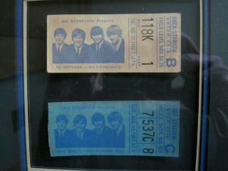 Beatles 1965,  1966 Shea Stadium Ticket Stubs - 8/15/65,  8/23/66